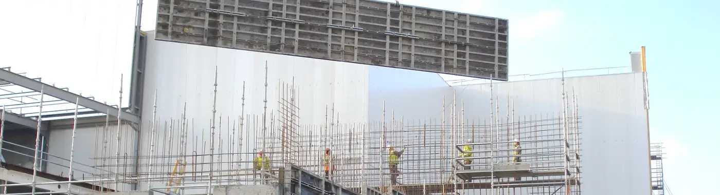 Aluminium formwork panels on a construction site